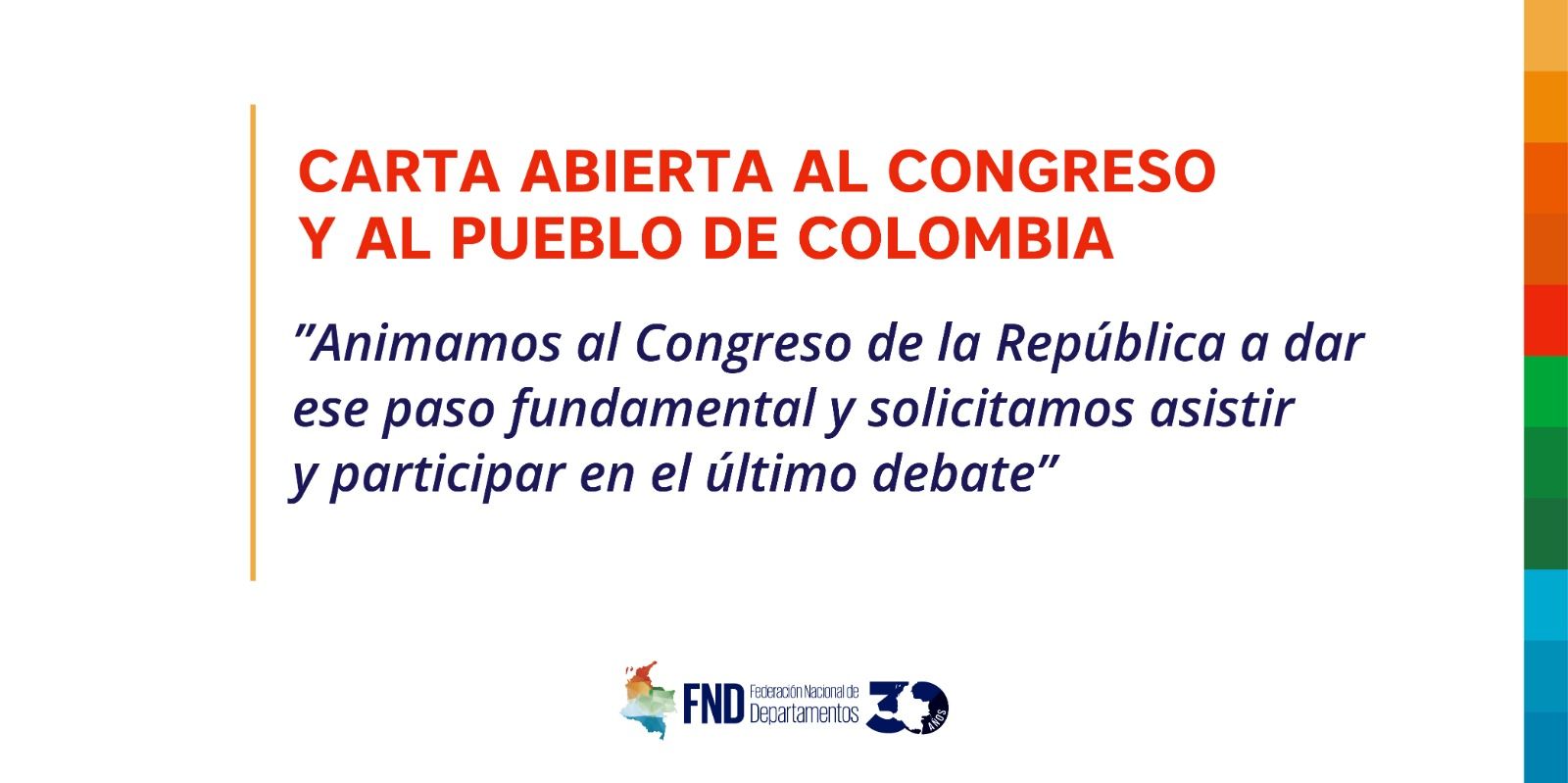 CARTA ABIERTA AL CONGRESO Y AL PUEBLO DE COLOMBIA